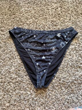 iHeartRaves Black & White Celestial Bikini Bottoms